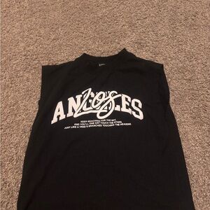 Black Sleeveless Graphic Tee